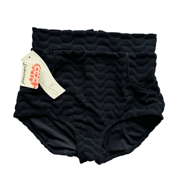 Free People x Seea Georgia High Waist Bikini Surf Bottom in Lunata Black | NWT - Picture 3 of 10